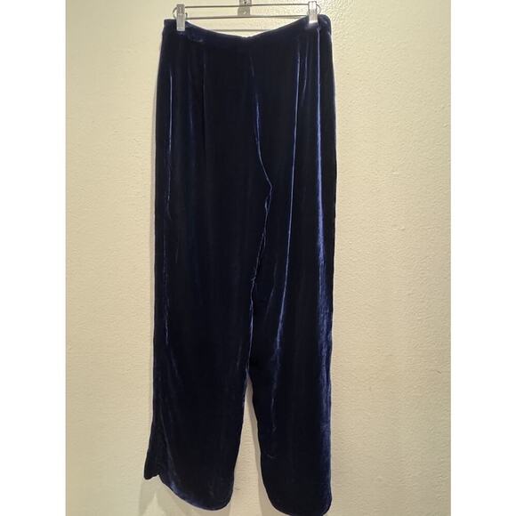 Vintage Merona Y2K Blue Velvet Silk Blend Mid Rise Pants Dark Romantic Glam - Picture 3 of 7